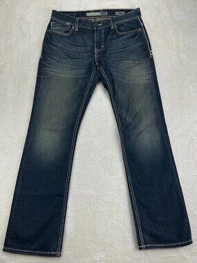 Buckle BKE Carter Straight Leg Jeans Mens 29R Blue Denim Cotton Low-Rise Whisker